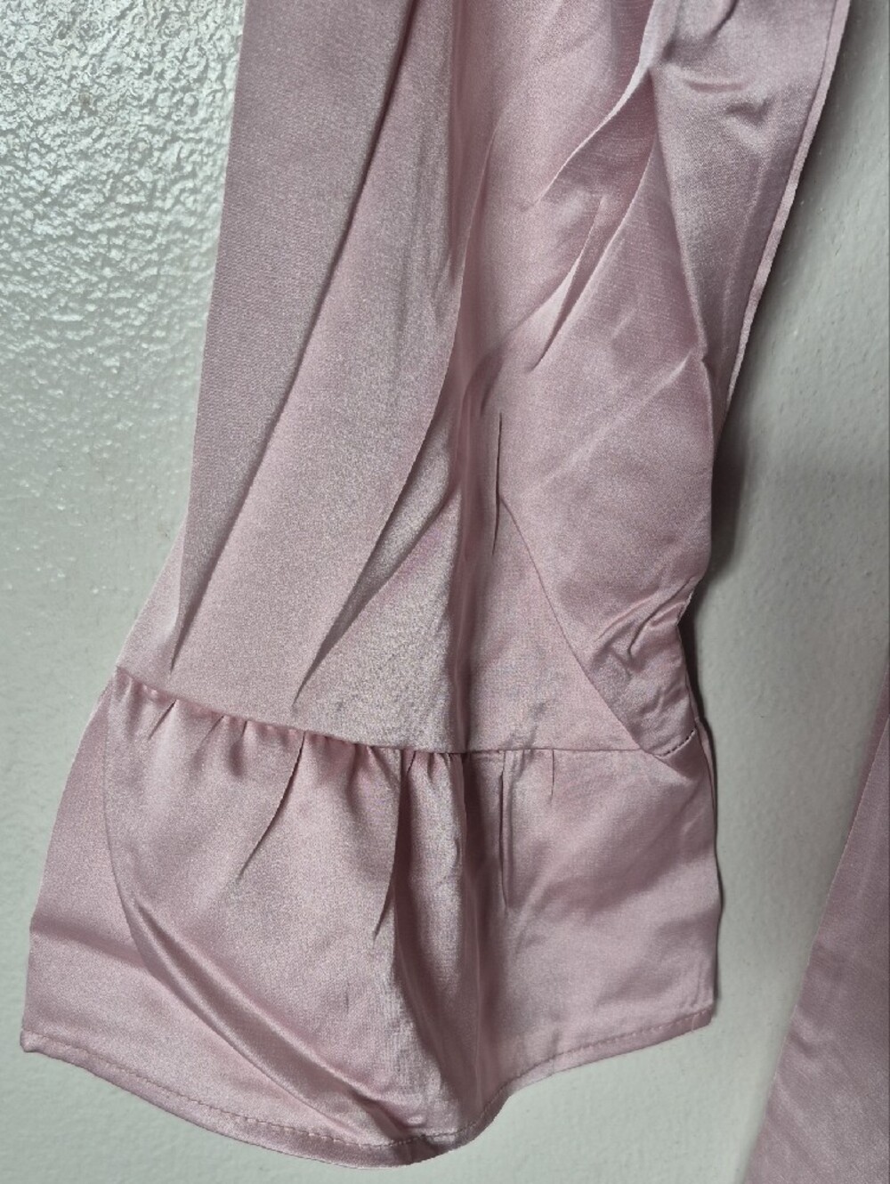 Satin Ruffle-Trim Robe - Light Pink - Picture 11 of 11